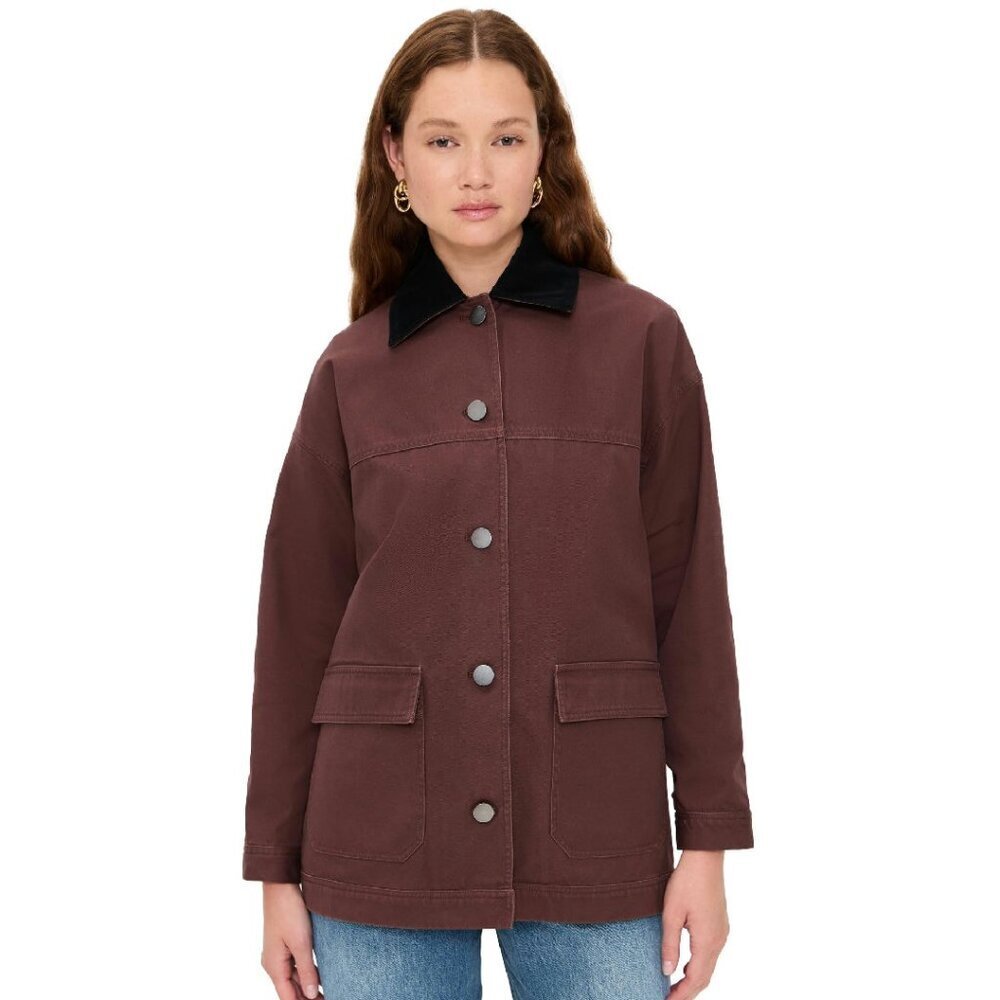 Heavyweight Canvas Barn Jacket with Corduroy Trim and Flap Pockets